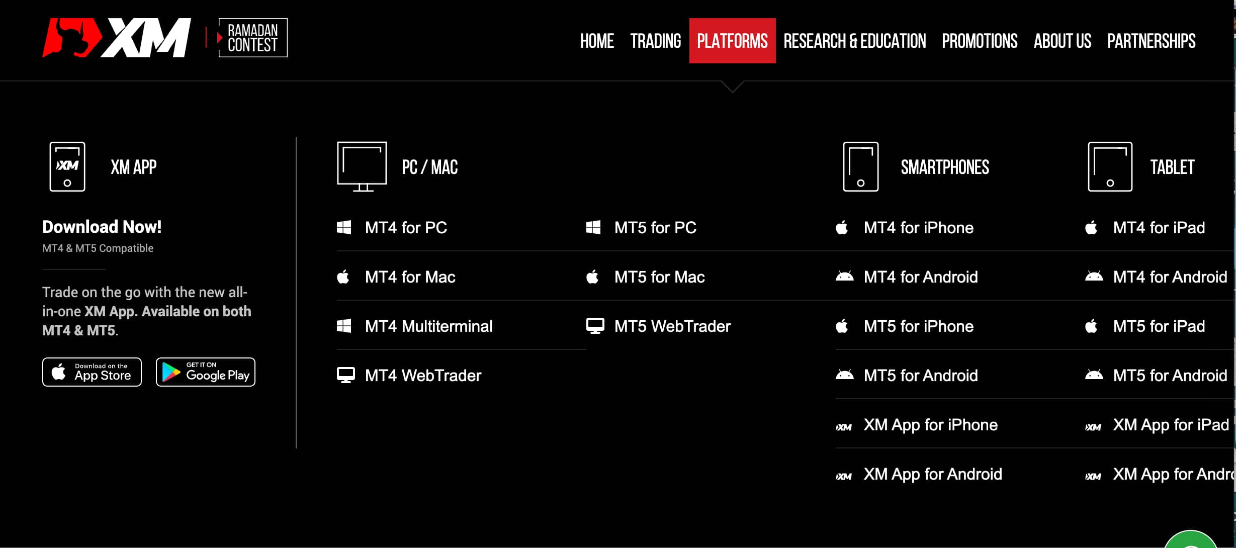 Screenshot of Trading Platform